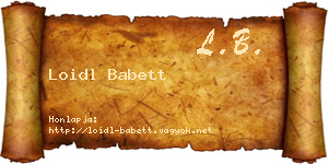 Loidl Babett névjegykártya